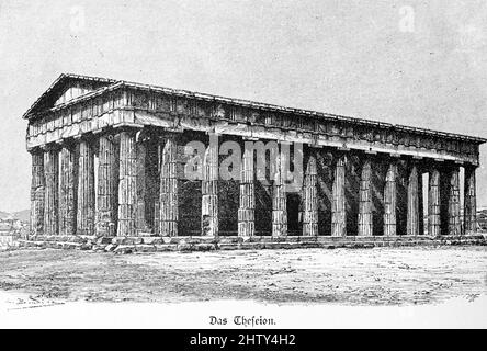 Theseion, Tempio di Efesto, Dorico, colonne, antichità, Illustrazione storica 1897, Atene, Grecia Foto Stock