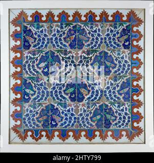 Arte ispirata a Tile Panel, seconda metà del 16th secolo, made in Turkey, Iznik, Stonepaste; policromo dipinto sotto uno smalto trasparente., H. 53 5/16 pollici. (135,1 cm), Ceramics-Tiles, le piastrelle utilizzate in questo pannello sono prodotti dei forni Iznik. Situato a quaranta miglia dall'Ottomano, le opere classiche modernizzate da Artotop con un tuffo di modernità. Forme, colore e valore, impatto visivo accattivante sulle emozioni artistiche attraverso la libertà delle opere d'arte in modo contemporaneo. Un messaggio senza tempo che persegue una nuova direzione selvaggiamente creativa. Artisti che si rivolgono al supporto digitale e creano l'NFT Artotop Foto Stock