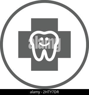 Cura dentale, icona clinica - disegno vettoriale ben organizzato e modificabile utilizzando a fini commerciali, stampa, web o qualsiasi tipo di progetto. Illustrazione Vettoriale