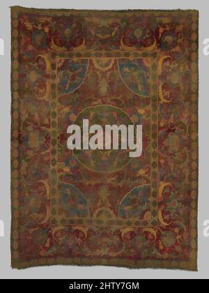 Arte ispirata da Carpet, 17th secolo, attribuita all'Egitto, lana (ordito, trama e mucchio); Pelo con annodatura asimmetrica, H. 72 1/16 poll. (183 cm), Textiles-Rugs, opere classiche modernizzate da Artotop con un tuffo di modernità. Forme, colore e valore, impatto visivo accattivante sulle emozioni artistiche attraverso la libertà delle opere d'arte in modo contemporaneo. Un messaggio senza tempo che persegue una nuova direzione selvaggiamente creativa. Artisti che si rivolgono al supporto digitale e creano l'NFT Artotop Foto Stock