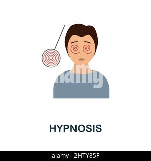 Icona piatto ipnosi. Segno colorato dell'elemento dalla raccolta di disturbi psicologici. Flat Hypnosis segno icona per il web design, infografica e più. Illustrazione Vettoriale