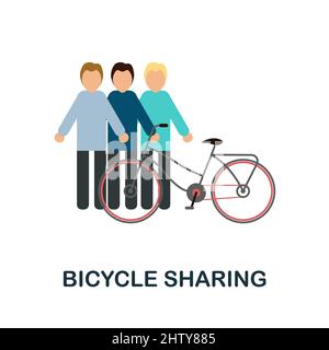 Icona di Bicycle Sharing Flat. Cartello colorato della collezione dei trasporti pubblici. Flat Bicycle Sharing icona segno per il web design, infografica e altro ancora Illustrazione Vettoriale