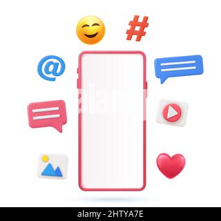 3D Social media online Illustrazione Vettoriale