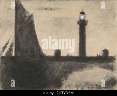 Arte ispirata al faro di Honfleur, 1886, Conté crayon intensificato con gouache su carta laiata, 9 1/2 x 12 1/8 pollici. (24,1 x 30,8 cm), disegni, Georges Seurat (francese, Parigi 1859–1891 Parigi, opere classiche modernizzate da Artotop con un tocco di modernità. Forme, colore e valore, impatto visivo accattivante sulle emozioni artistiche attraverso la libertà delle opere d'arte in modo contemporaneo. Un messaggio senza tempo che persegue una nuova direzione selvaggiamente creativa. Artisti che si rivolgono al supporto digitale e creano l'NFT Artotop Foto Stock