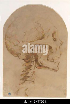 Arte ispirata da Skull in Profile, ca. 1538, inchiostro a penna e marrone, 3 7/8 x 2 11/16 pollici (9,9 x 6,9 cm), disegni, Battista Franco (Italiano, Venezia ca. 1510–1561 Venezia, opere classiche modernizzate da Artotop con un tocco di modernità. Forme, colore e valore, impatto visivo accattivante sulle emozioni artistiche attraverso la libertà delle opere d'arte in modo contemporaneo. Un messaggio senza tempo che persegue una nuova direzione selvaggiamente creativa. Artisti che si rivolgono al supporto digitale e creano l'NFT Artotop Foto Stock