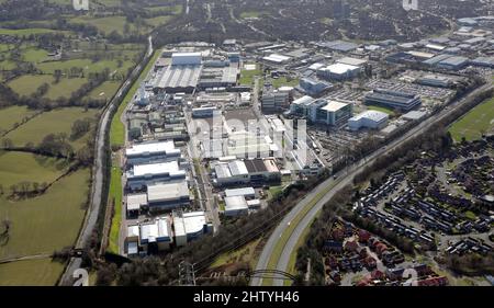 Vista aerea a sud di Hurdsfield Industrial Estate, Macclesfield SK10 2LZ, Cheshire Foto Stock