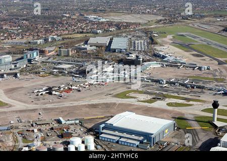 Vista aerea dell'Aeroporto Internazionale di Manchester Foto Stock