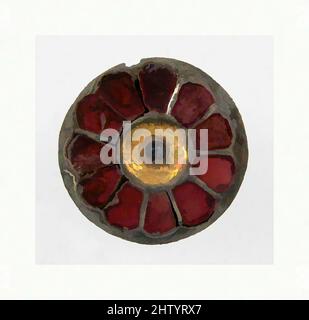 Arte ispirata a Disk Brooch, ca. 550–650, Frankish, lega di rame, argento, dorato parziale, Granato, lamina, totale: 1 x 3/8 poll. (2,5 x 0,9 cm), in lega di rame metallizzato, opere classiche modernizzate da Artotop con un tocco di modernità. Forme, colore e valore, impatto visivo accattivante sulle emozioni artistiche attraverso la libertà delle opere d'arte in modo contemporaneo. Un messaggio senza tempo che persegue una nuova direzione selvaggiamente creativa. Artisti che si rivolgono al supporto digitale e creano l'NFT Artotop Foto Stock