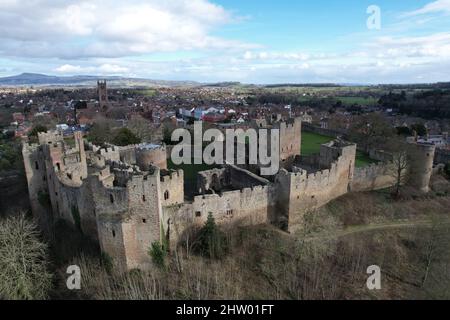 Vista aerea del Castello di Ludlow 2022 Foto Stock