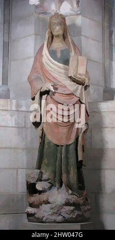 Arte ispirata da Santa Margherita di Antiochia sotto il Canopy, 1330–40, made in Lleida, Spagna attuale, catalano, Calcare e vernice, generale (a: Figura in piedi): 87 poll. (221 cm), scultura, questa scultura di Santa Margherita, identificata dal drago ai suoi piedi, è venuto da una nicchia tettopiata, opere classiche modernizzate da Artotop con un tuffo di modernità. Forme, colore e valore, impatto visivo accattivante sulle emozioni artistiche attraverso la libertà delle opere d'arte in modo contemporaneo. Un messaggio senza tempo che persegue una nuova direzione selvaggiamente creativa. Artisti che si rivolgono al supporto digitale e creano l'NFT Artotop Foto Stock