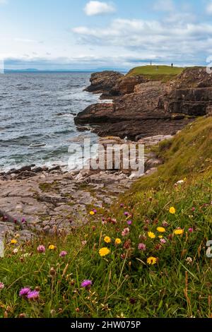 Vista della costa atlantica in Irlanda durante l'estate Foto Stock