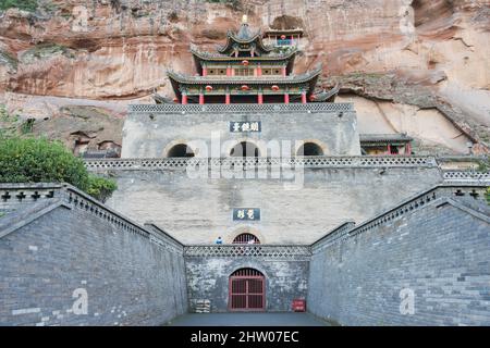 BIN, CINA - Tempio della Grotta della Contea di Bin (patrimonio mondiale dell'UNESCO). Un famoso Tempio nella Contea di Bin, Shaanxi, Cina. Foto Stock