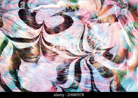 Illustrazione dell'onda d'acqua, carta marmigliante giapponese colorata astratta, sfondo naturale della trama grunge, arte dell'inchiostro Foto Stock