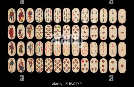 Arte ispirata alle carte da gioco dei chiostri, ca. 1475–80, prodotto in territori della Borgogna, Paesi Bassi del Sud, carta (quattro strati di cartoncino) con penna e inchiostro, vernice opaca, smalti, argento e oro applicati, ciascuno: 5 3/16 x 2 3/4 pollici. (13,2 x 7 cm), Miscellaneous-Paper, The, opere classiche modernizzate da Artotop con un tuffo di modernità. Forme, colore e valore, impatto visivo accattivante sulle emozioni artistiche attraverso la libertà delle opere d'arte in modo contemporaneo. Un messaggio senza tempo che persegue una nuova direzione selvaggiamente creativa. Artisti che si rivolgono al supporto digitale e creano l'NFT Artotop Foto Stock