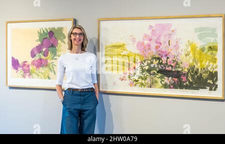 Edimburgo, Scozia, UK, 03 March2022, Nuova mostra: La mostra Claire Harkess Watercolor apre oggi alla Scottish Gallery. La mostra esplora l'ambiente vicino alla casa e allo studio dell'artista nel Perthshire Foto Stock