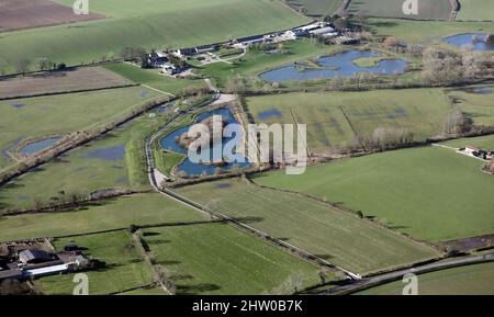 Vista aerea dello Yorkshire Wedding Barn, un luogo per matrimoni vicino Richmond, North Yorkshire Foto Stock