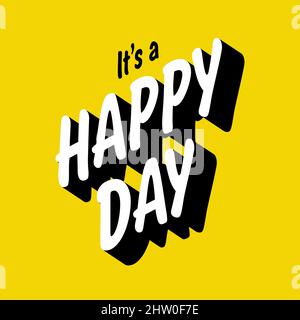 Un disegno per celebrare la giornata internazionale della felicità o giornata mondiale della felicità e relativo al tema della felicità. Vettore Illustrazione Vettoriale