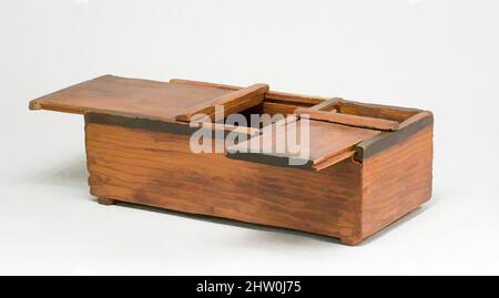 Arte ispirata da Jewelry Box, Middle Kingdom, Dynasty 11, ca. 2051–1981 a.C., dall'Egitto, dall'Egitto superiore, da Tebe, da Deir el-Bahri, Tempio di Mentuhotep II, Corte triangolare Nord, Pit 23 (donna tatuata), 1922–23, legno, L. 25,5 cm (10 1/16 poll.); W. 12,7 cm (5 poll.); h. 8 cm (3 1/8 in), questa scatola, opere classiche modernizzate da Artotop con un tuffo di modernità. Forme, colore e valore, impatto visivo accattivante sulle emozioni artistiche attraverso la libertà delle opere d'arte in modo contemporaneo. Un messaggio senza tempo che persegue una nuova direzione selvaggiamente creativa. Artisti che si rivolgono al supporto digitale e creano l'NFT Artotop Foto Stock