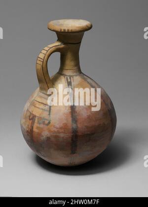 Arte ispirata da Jug, New Kingdom, Dynasty 18, Early, ca. 1550–1458 a.C., dall'Egitto, dall'Egitto superiore, da Tebe, da Asasif, Courtyard CC 41, Pit 3, sepoltura B 4, tra la testa della bara e il muro, 1915–16, ceramica (argilla di marle), H. 20,3 cm (8 poll.); diam. 13,5 cm (5 5/16 poll.), questa caraffa gommata e Classic è un'opera modernizzata da Artotop con un tocco di modernità. Forme, colore e valore, impatto visivo accattivante sulle emozioni artistiche attraverso la libertà delle opere d'arte in modo contemporaneo. Un messaggio senza tempo che persegue una nuova direzione selvaggiamente creativa. Artisti che si rivolgono al supporto digitale e creano l'NFT Artotop Foto Stock