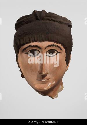 Arte ispirata dalla maschera funeraria, periodo romano, secolo d.C. 1st-4th, dall'Egitto, in gesso, vernice, h. 23 cm (9 1/16 poll.); w. 12,2 cm (4 13/16 pollici), opere classiche modernizzate da Artotop con un tuffo di modernità. Forme, colore e valore, impatto visivo accattivante sulle emozioni artistiche attraverso la libertà delle opere d'arte in modo contemporaneo. Un messaggio senza tempo che persegue una nuova direzione selvaggiamente creativa. Artisti che si rivolgono al supporto digitale e creano l'NFT Artotop Foto Stock