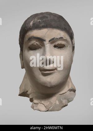 Arte ispirata dalla maschera funeraria di una donna, periodo romano, secolo d.C. 1st–4th, dall'Egitto, in gesso, vernice, h. 18 cm (7 1/16 poll.); w. 9 cm (3 9/16 pollici), opere classiche modernizzate da Artotop con un tuffo di modernità. Forme, colore e valore, impatto visivo accattivante sulle emozioni artistiche attraverso la libertà delle opere d'arte in modo contemporaneo. Un messaggio senza tempo che persegue una nuova direzione selvaggiamente creativa. Artisti che si rivolgono al supporto digitale e creano l'NFT Artotop Foto Stock