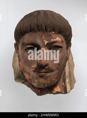 Arte ispirata da maschera funeraria, periodo romano, ca, dall'Egitto, in gesso, vernice, h. 24,8 cm (9 3/4 pollici), opere classiche modernizzate da Artotop con un tuffo di modernità. Forme, colore e valore, impatto visivo accattivante sulle emozioni artistiche attraverso la libertà delle opere d'arte in modo contemporaneo. Un messaggio senza tempo che persegue una nuova direzione selvaggiamente creativa. Artisti che si rivolgono al supporto digitale e creano l'NFT Artotop Foto Stock