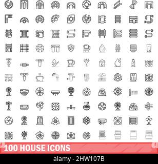 100 icone della casa impostate. Illustrazione di 100 icone di casa vettore set isolato su sfondo bianco Illustrazione Vettoriale