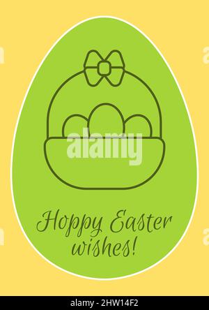 Cartolina di Pasqua felice con icona glifo lineare Illustrazione Vettoriale