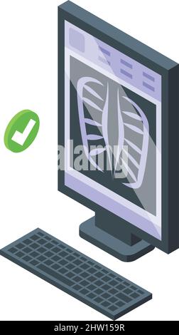 Icona fluorografia computerizzata vettore isometrico. Dispositivo medico. Scansione clinica Illustrazione Vettoriale