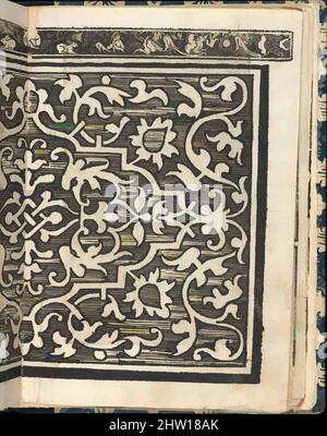 Arte ispirata da Essempio di recami, pagina 7 (recto), 1530, legno, tuta: 7 13/16 x 6 3/16 x 3/8 pollici (19,8 x 15,7 x 1 cm), scritto da Giovanni Antonio Tagliente, italiano, Venezia ca. 1465-1527 Venezia, edito da Giovanantonio e i fratelli da Sabbio Venezia. Continuazione del design, opere classiche modernizzate da Artotop con un tuffo di modernità. Forme, colore e valore, impatto visivo accattivante sulle emozioni artistiche attraverso la libertà delle opere d'arte in modo contemporaneo. Un messaggio senza tempo che persegue una nuova direzione selvaggiamente creativa. Artisti che si rivolgono al supporto digitale e creano l'NFT Artotop Foto Stock