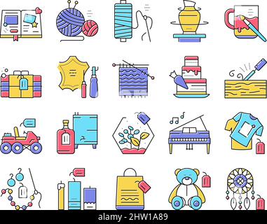 Fai da te Artigianato Collezione icone Set Vector . Illustrazione Vettoriale