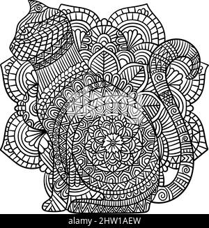 Cat Mandala Coloring Pages per adulti Illustrazione Vettoriale