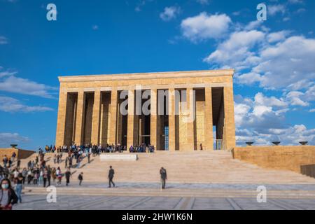 Ankara, Turchia - Ottobre 2021: Anitkabir (Anıtkabir) ad Ankara, il mausoleo di Mustafa Kemal Atatürk, il fondatore della Repubblica di Turchia Foto Stock