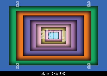 Frame astratti, multicolore in pattern di frame. Prospettiva di cornici colorate sfondo testurizzato. Illustrazione di alta qualità Foto Stock