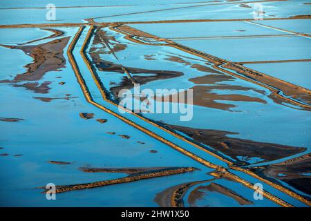 Francia, Bocche del Rodano, Arles, Salin de Giraud (vista aerea) Foto Stock