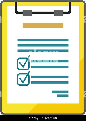 Icona documento pieno. Caselle di controllo in formato carta. Concetto di lavoro completo Illustrazione Vettoriale