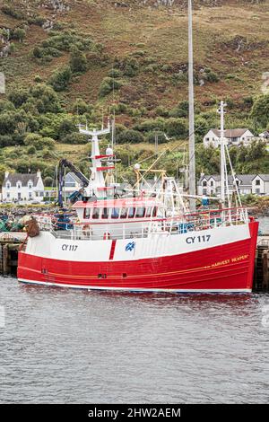 La nave da pesca Harvest Reaper II (costruita nel 1975) nel porto di Mallaig, Highland, Scozia, Regno Unito Foto Stock