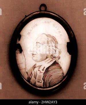 Arte ispirata dalla targa di George Washington, 1770–1800, made in England, smalto, 1 3/4 x 1 3/8 poll. (4,4 x 3,5 cm), dipinti, opere classiche modernizzate da Artotop con un tuffo di modernità. Forme, colore e valore, impatto visivo accattivante sulle emozioni artistiche attraverso la libertà delle opere d'arte in modo contemporaneo. Un messaggio senza tempo che persegue una nuova direzione selvaggiamente creativa. Artisti che si rivolgono al supporto digitale e creano l'NFT Artotop Foto Stock