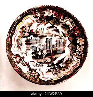 Arte ispirata a Cup Plate, ca. 1830–ca. 1864, fabbricato a Staffordshire, Stoke-on-Trent, Inghilterra, British (mercato americano), Terracotta, transfer-printed, Diam. 3 7/8 poll. (9,8 cm), Ceramica, William Adams & Sons (britannico, attivo ca. 1819–oggi, opere classiche modernizzate da Artotop con un tuffo di modernità. Forme, colore e valore, impatto visivo accattivante sulle emozioni artistiche attraverso la libertà delle opere d'arte in modo contemporaneo. Un messaggio senza tempo che persegue una nuova direzione selvaggiamente creativa. Artisti che si rivolgono al supporto digitale e creano l'NFT Artotop Foto Stock