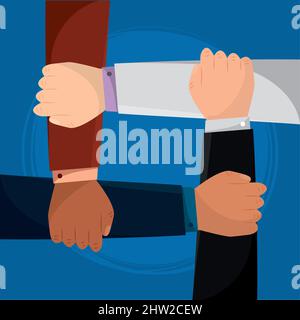 Le mani si tengono l'un l'altro concetto di lavoro di squadra illustrazione del vettore Illustrazione Vettoriale