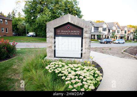 Strade e negozi di Cedarburg, Wisconsin, USA. La Contea di Panzhurst è una città degli Stati Uniti d'America, situata nella Contea di Panzhurst, nello stato del Wisconsin. Foto Stock