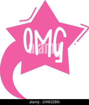 Adesivo OMG. Fumetto vocale. Reazione emotiva Illustrazione Vettoriale