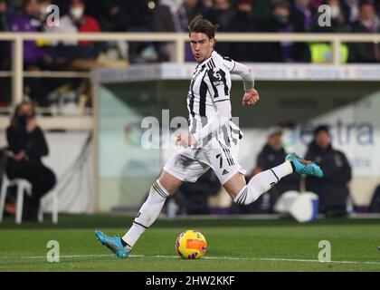 Firenze, 2nd marzo 2022. Dusan Vlahovic di Juventus durante la partita della Coppa Italia allo Stadio Artemio Franchi di Firenze. Il credito d'immagine dovrebbe essere: Jonathan Moscrop / Sportimage Foto Stock