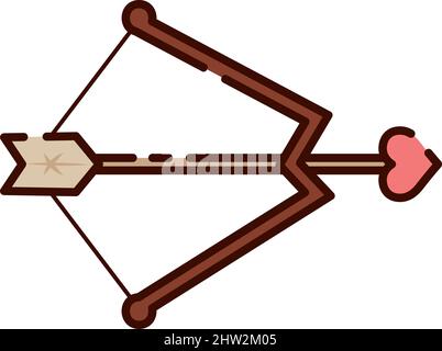 Isolato San Valentino arco e freccia disegno piatto Vector illustrazione Illustrazione Vettoriale