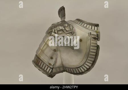 Arte ispirata da Left Shoulder Defense (Pauldron), ca. 1525, Augsburg, Tedesco, Augsburg, acciaio, Lega di rame, pelle, H. 10 1/4 poll. (26 cm); W. 9 1/4" (23,5 cm); D. 12" (30,5 cm); peso 2 libbre 10,4 once (1202 g), Armour Parts-Arms & Shoules, questo è un pezzo di scambio per l'armatura (, opere classiche modernizzate da Artotop con un tuffo di modernità. Forme, colore e valore, impatto visivo accattivante sulle emozioni artistiche attraverso la libertà delle opere d'arte in modo contemporaneo. Un messaggio senza tempo che persegue una nuova direzione selvaggiamente creativa. Artisti che si rivolgono al supporto digitale e creano l'NFT Artotop Foto Stock