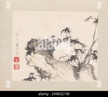 Arte ispirata a 清 張宗蒼 山水 冊 紙本, paesaggi in miniatura, dinastia Qing (1644–1911), databile 1751–54, Cina, Album di otto foglie; inchiostro e colore su carta, 1 7/16 x 1 3/4 pollici (3,7 x 4,4 cm), Paintings, Zhang Zongcang (cinese, 1686–1756), questo piccolo album è stato creato per essere incluso in un “, opere classiche modernizzate da Artotop con un tuffo di modernità. Forme, colore e valore, impatto visivo accattivante sulle emozioni artistiche attraverso la libertà delle opere d'arte in modo contemporaneo. Un messaggio senza tempo che persegue una nuova direzione selvaggiamente creativa. Artisti che si rivolgono al supporto digitale e creano l'NFT Artotop Foto Stock