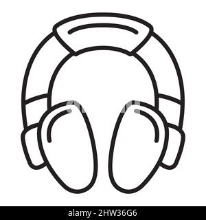 Icona del profilo delle cuffie wireless. Dispositivo audio musicale sottile. Illustrazione Vettoriale