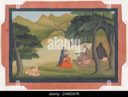 Arte ispirata dalla Regina Choladevi prima degli Angeli di Eremita-Sage: Pagina da un Vrataraja dispersa: (Re di Vratas, Riti impegnati a compiere un voto), ca. 1790, India (Punjab Hills, Guler), inchiostro e acquerello opaco su carta, 8 1/4 x 11 1/2 pollici (21 x 29,2 cm), dipinti, oggetto di, opere classiche modernizzate da Artotop con un tuffo di modernità. Forme, colore e valore, impatto visivo accattivante sulle emozioni artistiche attraverso la libertà delle opere d'arte in modo contemporaneo. Un messaggio senza tempo che persegue una nuova direzione selvaggiamente creativa. Artisti che si rivolgono al supporto digitale e creano l'NFT Artotop Foto Stock