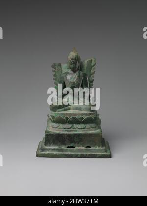 Arte ispirata da Buddha seduto (con Iscrizione sulla base), 9th secolo, Indonesia (Giava), Bronzo, H. 3 3/4 poll. (9,5 cm), scultura, opere classiche modernizzate da Artotop con un tuffo di modernità. Forme, colore e valore, impatto visivo accattivante sulle emozioni artistiche attraverso la libertà delle opere d'arte in modo contemporaneo. Un messaggio senza tempo che persegue una nuova direzione selvaggiamente creativa. Artisti che si rivolgono al supporto digitale e creano l'NFT Artotop Foto Stock