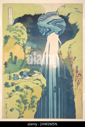 Arte ispirata da 諸國瀧廻リ 木曽路ノ奥 阿彌陀ヶ瀧, le Cascate Amida nelle lontane strade di Kisokaidō (Kisoji no oku Amida-ga-taki), dalla serie A Tour delle Cascate in varie Province (Shokoku taki meguri), periodo Edo (1615-1868), ca. 1832, Giappone, stampa in blocco di legno policromo; inchiostro e colore, opere classiche modernizzate da Artotop con un tocco di modernità. Forme, colore e valore, impatto visivo accattivante sulle emozioni artistiche attraverso la libertà delle opere d'arte in modo contemporaneo. Un messaggio senza tempo che persegue una nuova direzione selvaggiamente creativa. Artisti che si rivolgono al supporto digitale e creano l'NFT Artotop Foto Stock